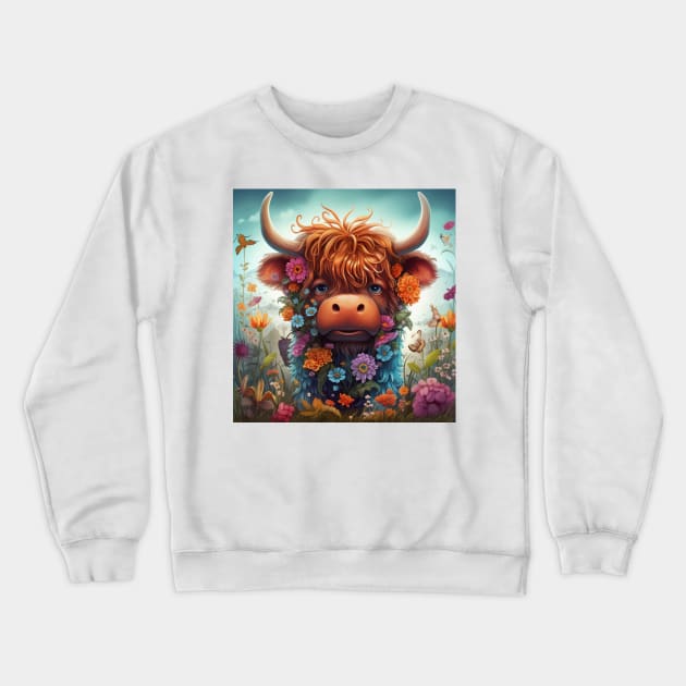 Highland Cow Crewneck Sweatshirt by TooplesArt